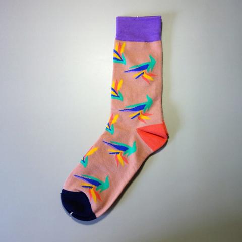 Custom dress socks with bird illustration